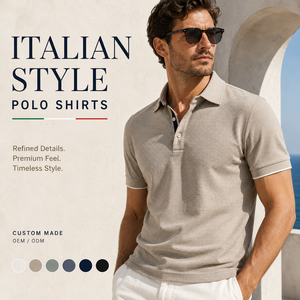 Chemises polo pour hommes de style italien, coton mercerisé de luxe, respirant, coupe ajustée, décontracté, polo de travail - Product Image 1