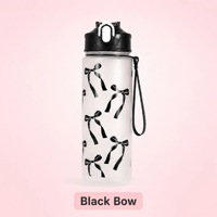 Gobelet portable léger de 2000 ml en caoutchouc givré, type paille, avec couvercle à ouverture rapide, sangle de transport et motif floral à nœud papillon, pour le commerce transfrontalier