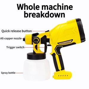Pistolet pulvérisateur de peinture sans air au lithium 21V de qualité professionnelle, portable, pour murs, capacité du godet 100 ml, 250 psi, moteur à balais - Product Image 5