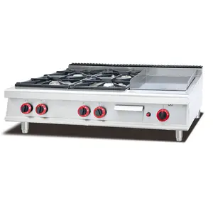 Hot sale Stainless Steel Combination Oven Gas 4 burners Range Portable LPG Cooker Range with Griddle