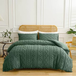 Ensemble de couette bohème capitonnée écologique taille King avec taies d'oreiller, broderie chic, couette douce en jacquard, hôtel, toutes saisons - Product Image 5
