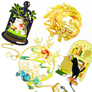Marcapáginas Personalizados de Acero Inoxidable, Latón, Chapado en Oro, con Diseño de Flor, Corte Láser, con Caja - Product Image 1