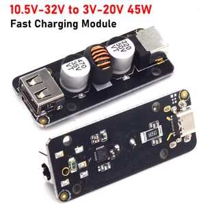 10.5V-32V à 3V-20V 45W USB & Type <span class=keywords><strong>C</strong></span> QC3.0 <span class=keywords><strong>DC</strong></span> Charge rapide abaisseur Buck adaptateur secteur IP6518 carte de Charge à protocole complet - Product Image 2