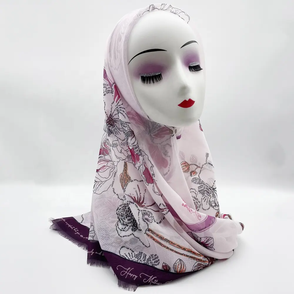 JYL 2023 Newest Digital Printing In Japanese Voile Scarf 110x110Cm High Definition Cotton Yarn Hijab Muslim Bawal Premium