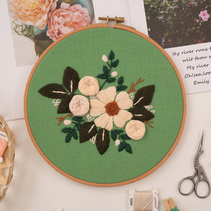 DIY Starter <b>Kit</b> <b>Embroidery</b> Needlework Cotton Fabric Stitch & Ribbon Painting for Flower Handwork - Product Image 2