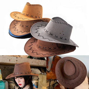 Sombrero Vaquero Retro Estilo Western Marrón Oscuro Unisex para Adultos, Casual, Primavera/Verano, Protección Solar para Exteriores - Product Image 1