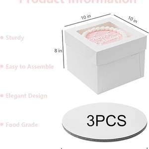 Emballage de boîte à gâteau carré blanc de vente chaude avec boîte à gâteau à emporter en carton de fenêtre - Product Image 2