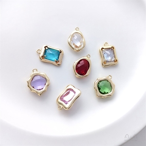 Ciondolo per Collana Fai-da-Te con Placcatura in Oro 14K e Incastonatura di Zirconi, Forma Ovale Rettangolare Irregolare, Colore Fagiolo per Innamorati Z - Product Image 1