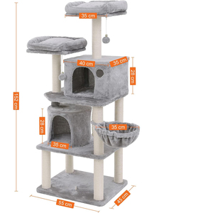 Arbre à chat classique de luxe en sisal, peluche courte, emballage carton – Durable, écologique, pour usage intérieur, montage facile, toutes saisons - Product Image 3