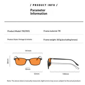 Monture de lunettes TR90 pour hommes, mode, 100% anti-lumière bleue, vente en gros OEM, lunettes anti-lumière bleue haut de gamme, monture intégrale unisexe - Product Image 4