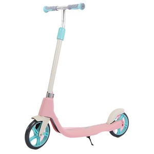Patinete infantil plegable de dos ruedas con altura ajustable para niños de 6 a 12 años, para uso escolar, rosa y azul - Product Image 1
