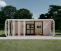 Maison Capsule Modulaire Préfabriquée Portable Apple Cabin, Bungalow de Jardin Assemblé, Bar & Bureau Modulaire avec Terrasse et Mousse Intégrée