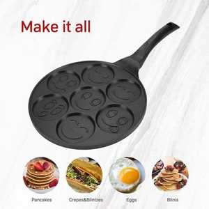 Poêle à frire antiadhésive 7 trous 27CM Pancake Waffle Blinis Maker avec poignée Smiley Face <span class=keywords><strong>Mini</strong></span> poêle à frire antiadhésive moulée sous pression - Product Image 5