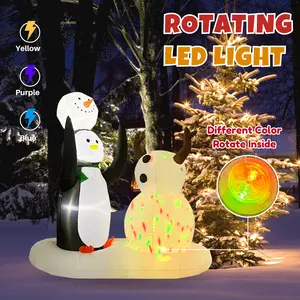 6FT 72inch Inflatable Penguin And Snowman Decoration Inflatable Christmas Decor Outdoor Yard With LED Light