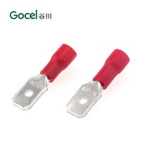 Conector de Anillo de Latón Plateado en Frío con Aislamiento para Exteriores, 250 Unidades, MDD1.25-250, 22-16 AWG, Rojo