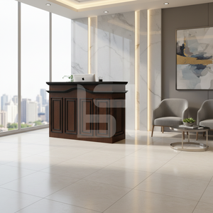 Modern Luxury <b>Solid</b> <b>Wood</b> Panel Adjustable Height Commercial Reception <b>Desk</b> for Office Hotels Mall-Factory Direct Supply - Product Image 3