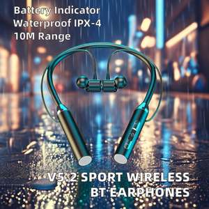 Audífonos Deportivos Inalámbricos IT-TWS4-G01 con Indicador LED de Batería, Auriculares TWS con Banda para el Cuello, Micrófono, Resistentes al Agua IPX4, Auriculares Bluetooth - Product Image 2