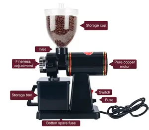 Ecocoffee电动咖啡研磨机ED500咖啡机咖啡豆研磨机平板毛刺研磨机220V黑色