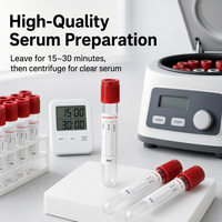 Tube de prélèvement sanguin sous vide en verre pour animaux, avec bouchon rouge et activateur de coagulation, 1 ml à 10 ml, pour une coagulation rapide du sang animal