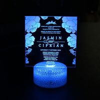 Tarjeta acrílica led para decoración navideña, tarjeta de menú de boda con luz diferente con soporte