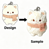 Porte-clés en peluche en coton personnalisé - Fabricant professionnel de jouets - Poupée chat rose de 10 cm - Jouet animal