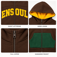 Fabricant de vêtements – Sweat à capuche zippé pour homme, coupe décontractée, color block, doublure polaire, impression personnalisée, streetwear