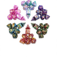 SmartDealsPro 6 x 7 ensembles (42 pièces) de dés polyédriques à paillettes avec pochettes pour DND RPG et jeux de société D4 D8 D10 D12 D20