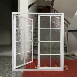 Fenêtre à battants en verre artistique de style rétro français, fer forgé, intérieur en aluminium, treillis coulissant et cloisons - Product Image 4