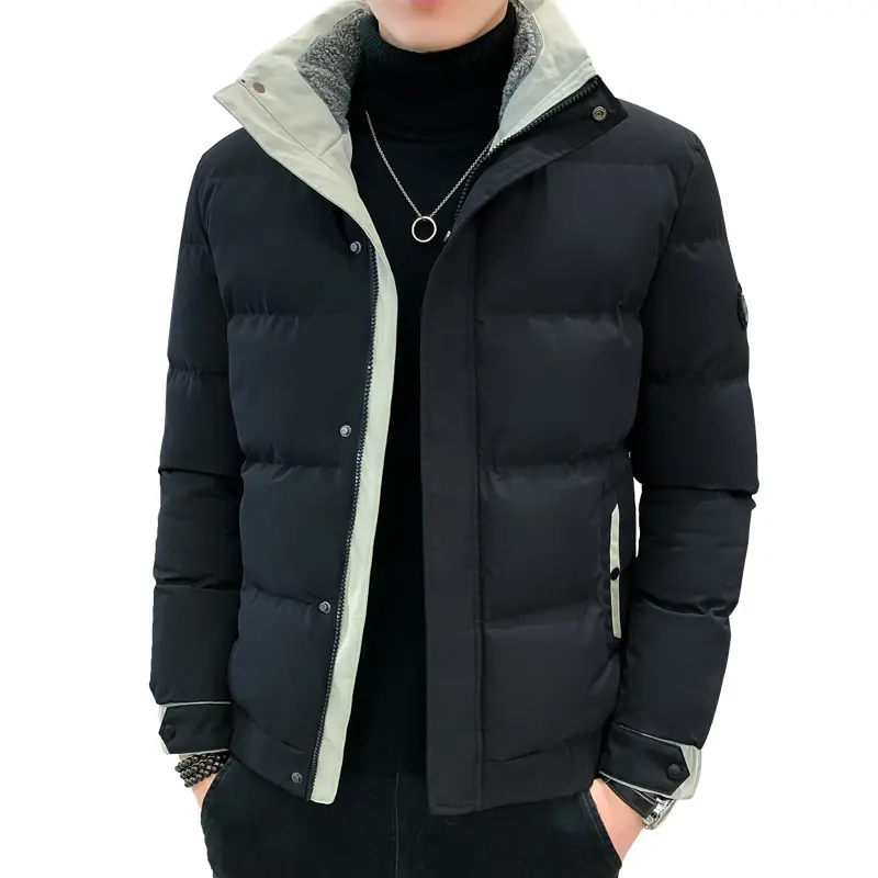 Dicke Männer Neue warme Parka Jacken Winter Casual Herren Outwear Mäntel Solid Stand Collar Männliche Wind break Baumwolle Gepolsterte Daunen jacke