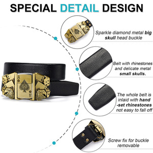 Đá thời trang xuyên biên giới vành đai với phong cách punk dát nhẹ hơn Rhinestone Sequins hợp kim khóa cho nam giới và Phụ nữ PU nhựa - Product Image 2