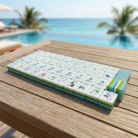 Ubin Mahjong Akrilik Tiga Lapis Modern Mewah, Tahan Lama, Ramah Lingkungan, Tidak Beracun, Portabel, Desain Ikan Karang Laut untuk 4 Pemain