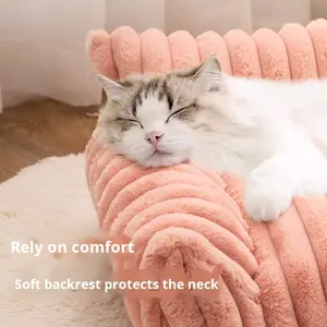 Luxe Solide Patroon Grensoverschrijdende Huisdier Slaapbank Grote Konijn Pluche Verdikte Hond Kat Mat Alle Seizoenen Slijtvaste Meubels - Product Image 3