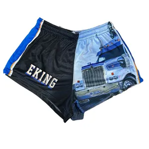 Custom Design Wholesale Men Youth Sublimation Rugby Shorts Contest Train Polyester Footy Shorts With Pockets Zipper