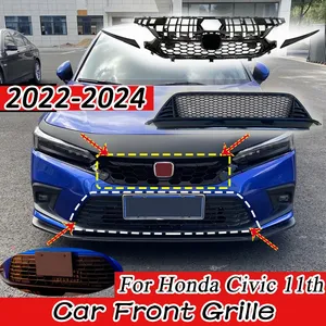 Car Front <b>Grille</b> <b>For</b> 11th 2022 2023 2024 Type R Style <b>Mesh</b> Grid Cover Trim Body Kit Accessories Exterior - Product Image 1