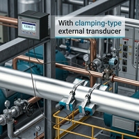 Débitmètre ultrasonique à montage sur panneau fixe avec pince de fixation pour transducteurs externes, débitmètre numérique pour pompe à liquide chimique