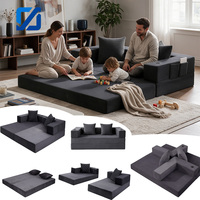 Canapé modulaire convertible carré moderne 2 places, capitonné, rembourré en éponge, pliable, pour appartement et villa, en velours côtelé