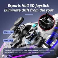 Control Inalámbrico para Juegos Z01F con Luces RGB para PS4, Gamepad para Nintendo Switch/Android/IOS/PC con Joysticks y Gatillos de Efecto Hall