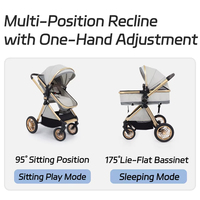 Poussette jumelle légère pour bébé caractéristique d'absorption des chocs de paysage élevé peut s'asseoir et se coucher facilement pliable capacité de charge de 20kg pendant 6 mois-3