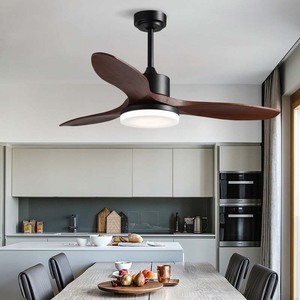 Electric Table Fan 3 Wood Blades DC Motor 3 Speeds Low Noise <b>Remote</b> <b>Control</b> <b>Light</b> Kit Included Energy Efficient Household Use - Product Image 6