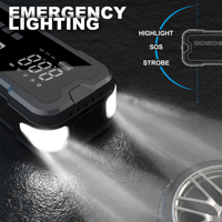 Batterie de secours multifonction pour voiture et camion avec pompe à air, charge rapide, écran numérique, démarrage d'urgence, power bank