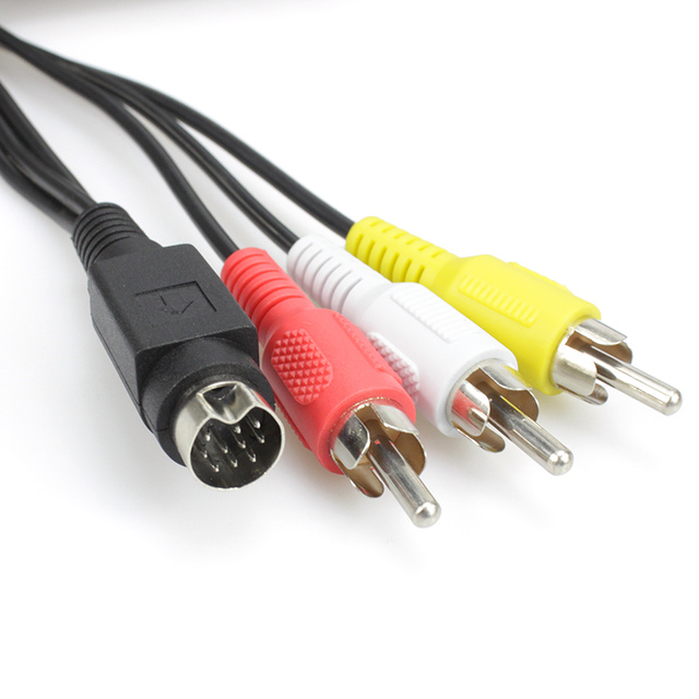 10mm 10 8 Pin Mini Din to S-video RCA Connector Cable