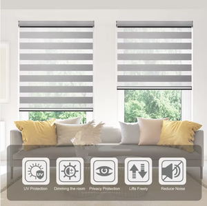 ستائر رومانية بسيطة مخصصة للمكاتب والمنازل، ستائر رومانية كهربائية من الألومنيوم مع مسار ستائر مدمج للنوافذ الفرنسية - Product Image 2