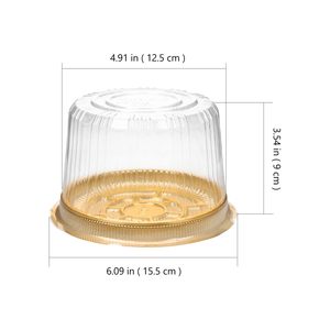 丸いプラスチックケーキ包装ボックス透明なプラスチックケーキキャリアゴールドブラックケーキコンテナ、ホームパーティーベーカリー用の透明なドーム蓋付き - Product Image 2