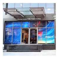 Alışveriş merkezi üzerinde P10 esnek şeffaf Led Film ekran Windows cam Ultra ince şeffaf Led ekran reklam paneli