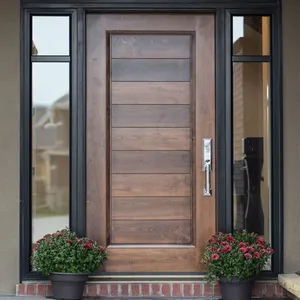 Puerta de madera sólida para entrada, gran oferta, gran calidad