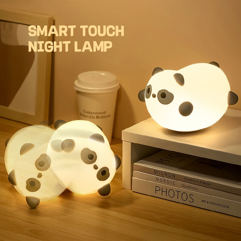 Smart Lighting Bed USB Rechargeable LED Cute Cartoon Small Lamps Animal Lights Touch Silicone Panda Table Night Lamp for Kids