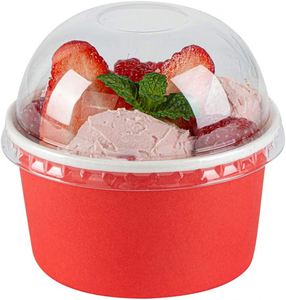 Customer Printed Biodegradable <b>Disposable</b> Paper Ice Cream <b>Cup</b> with Dome Lid Wholesale <b>Disposable</b> Paper Frozen Yogurt <b>Cup</b> - Product Image 1