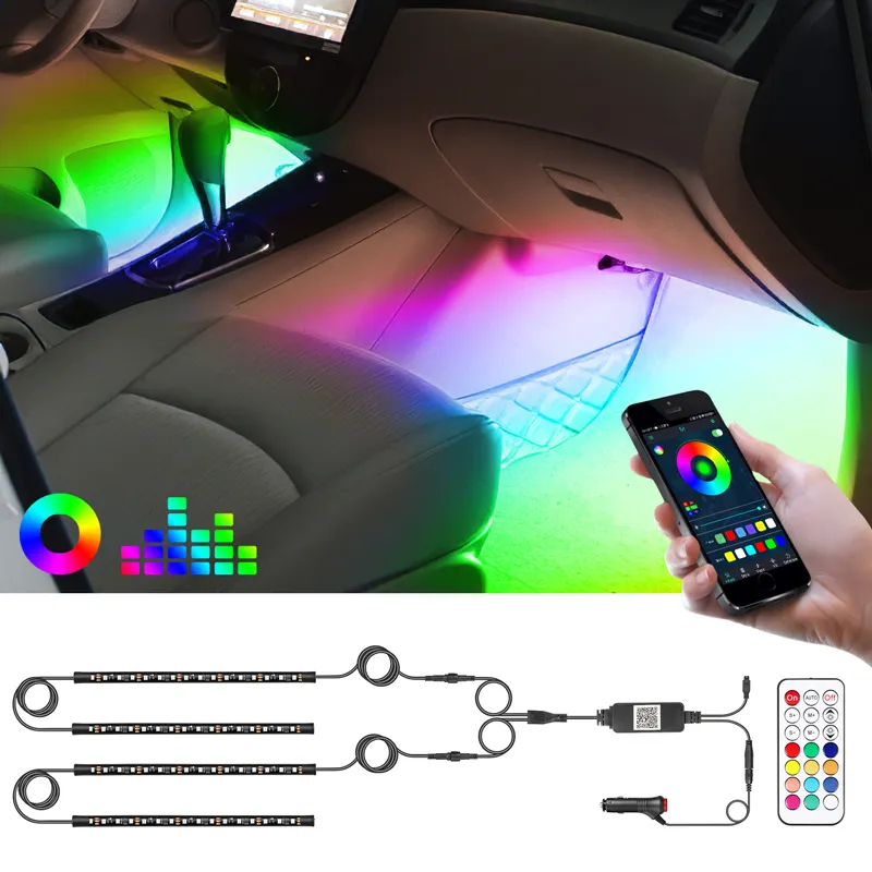 4PCS Multi Color Smartphone APP Control decorativa Interior de atmósfera IP67 RGB 5050 Led de luz de tira