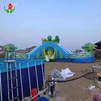Tobogán Acuático Inflable Grande con Forma de Rana, Doble Carril, para Niños y Adultos, Parque Acuático Inflable al Aire Libre con Pared de Escalada