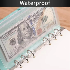 Classeur à budget transparent A5 A6, 6 trous, pochettes pour argent liquide, organiseur <span class=keywords><strong>de</strong></span> documents, classeur à fermeture éclair, pochette en plastique, dossiers à pochettes - Product Image 4